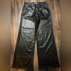 NWOT Vibrant MIU button/zip up Vegan Black leather wide leg pants size 1X